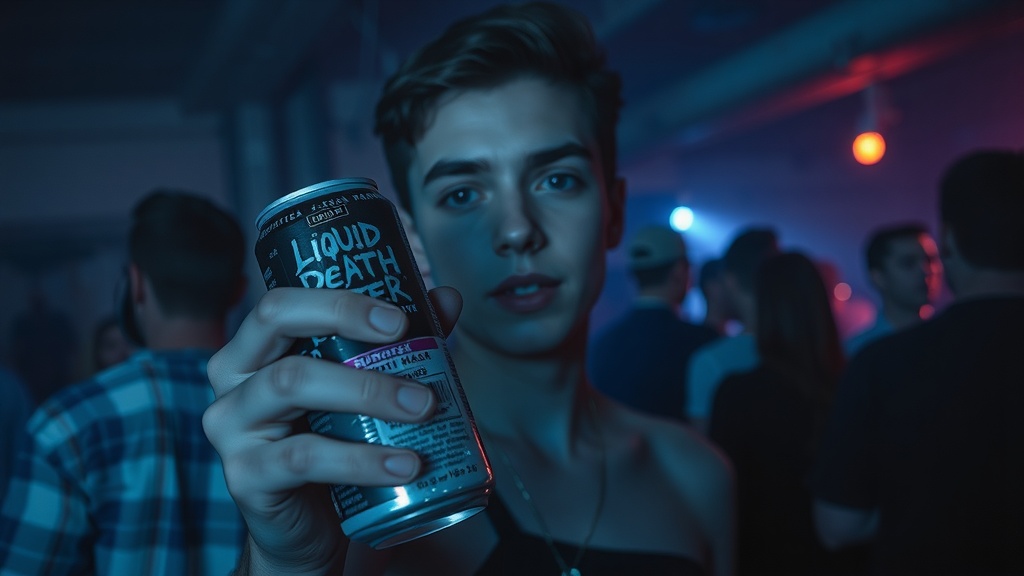 A better-for-you can carried as an identity signal, not a drink.
